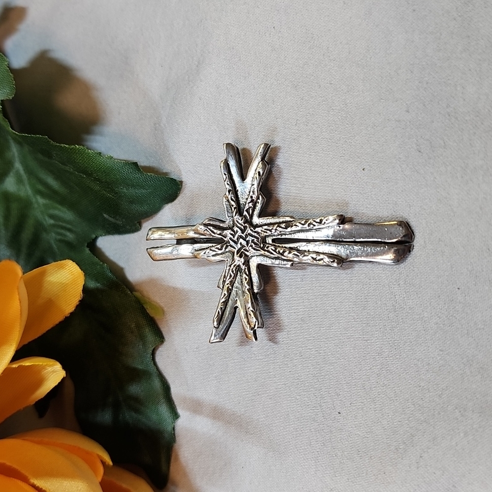 925 Sterling Silver Solid Cross Charm - image 1